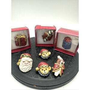 Lot Of 7 Fitz Floyd Christmas Candleramics Pins for Wicks n Sticks